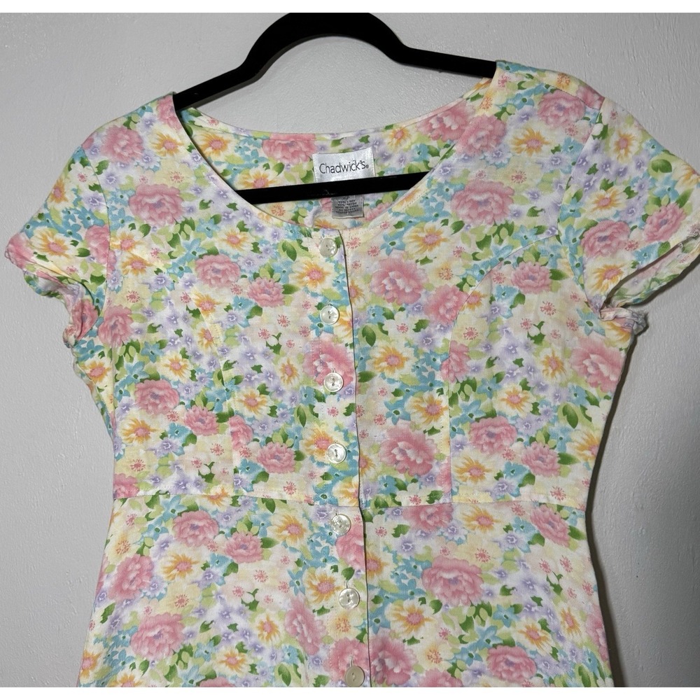 Vintage Chadwicks Fit & Flare Dress Women's Size 6 Petite Floral Cottagecore - Picture 4 of 7